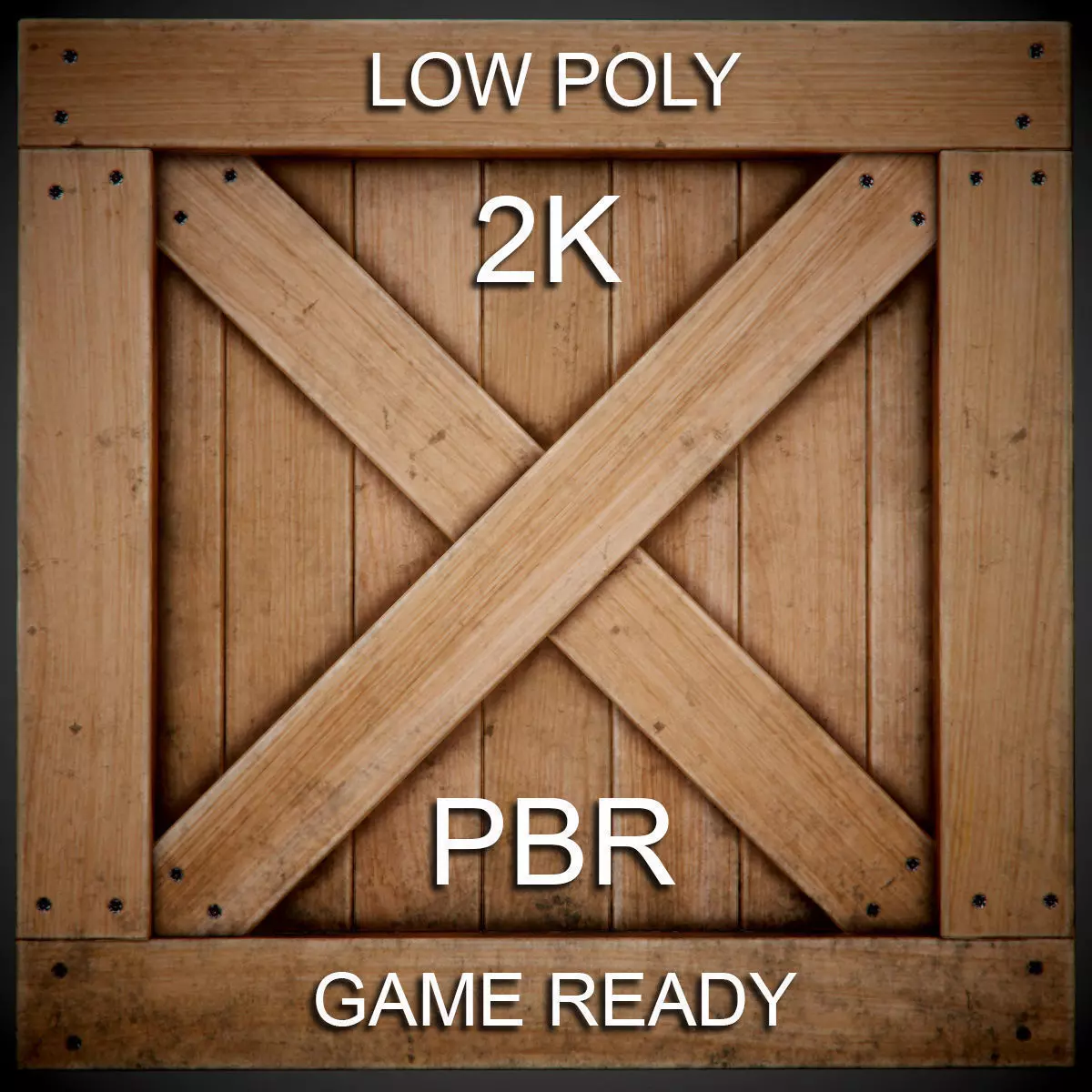 Realistic wooden box PBR Game-Ready Low-poly 3D model_0