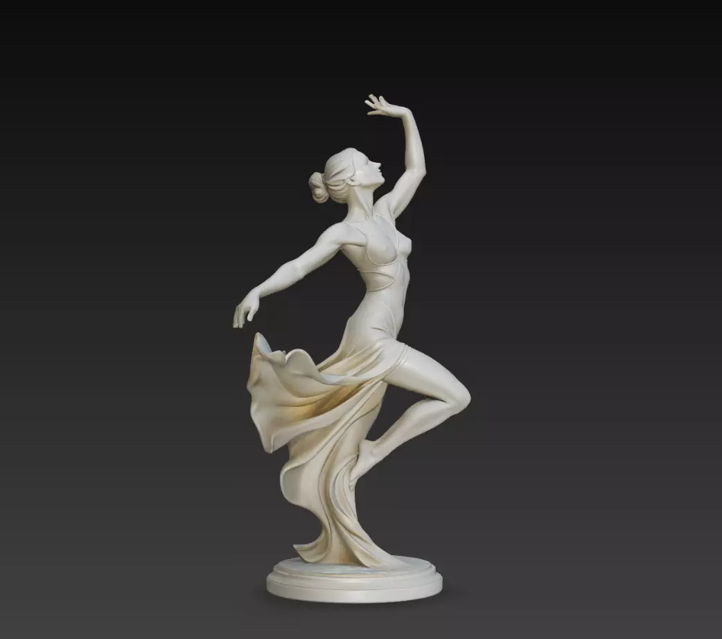 Elegant Dancing Woman Sculpture STL Model 3D print model