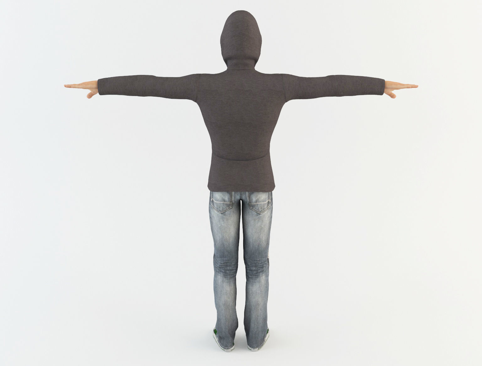 Youngster 3 man wearing hoodie and jeans 3D model_3