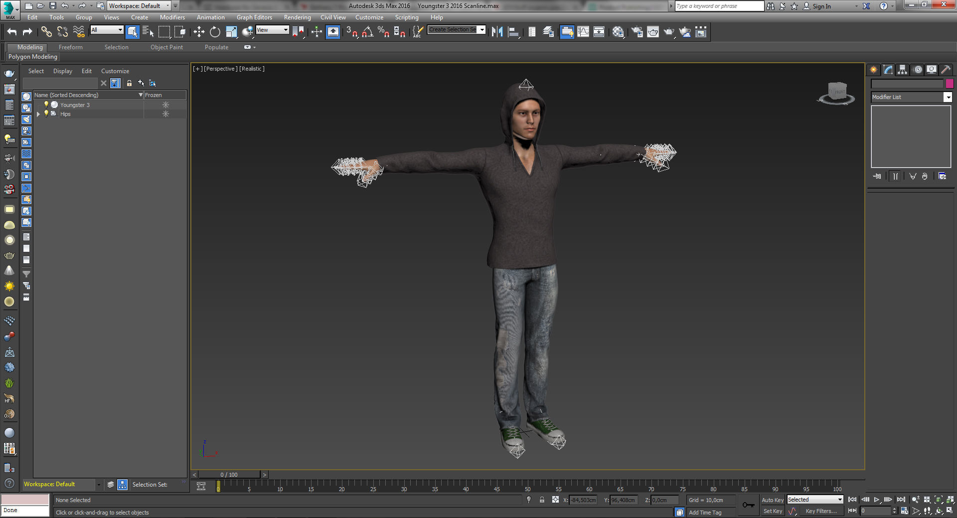 Youngster 3 man wearing hoodie and jeans 3D model_9