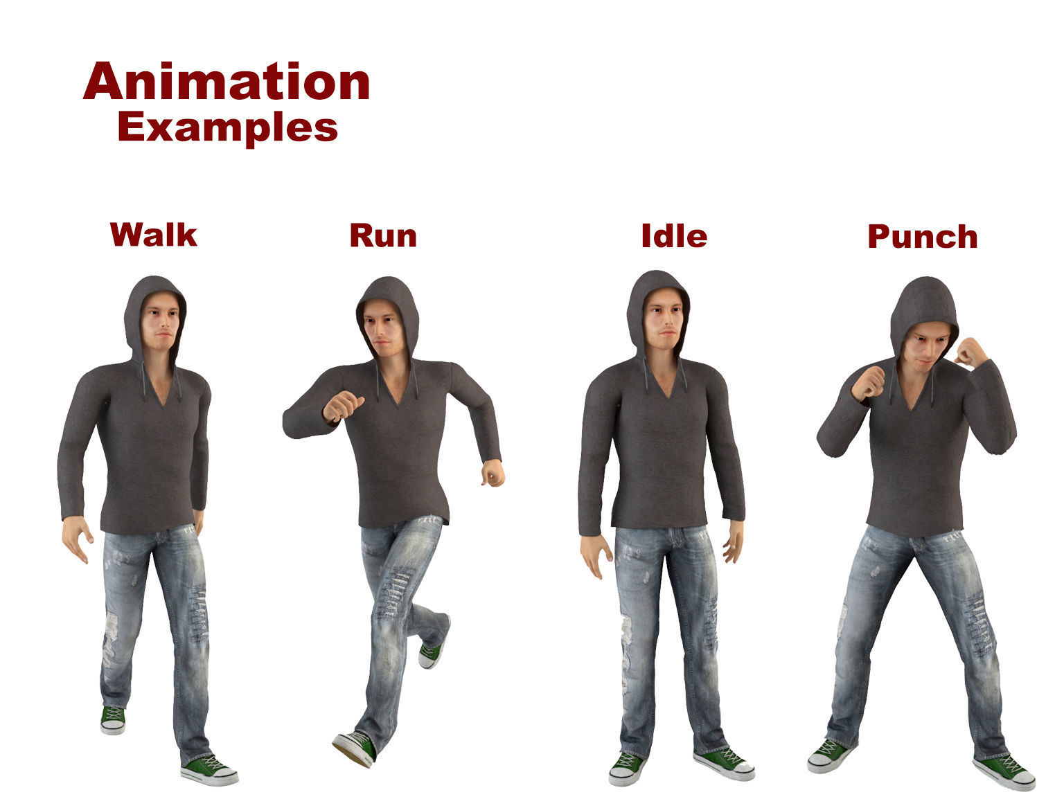 Youngster 3 man wearing hoodie and jeans 3D model_5