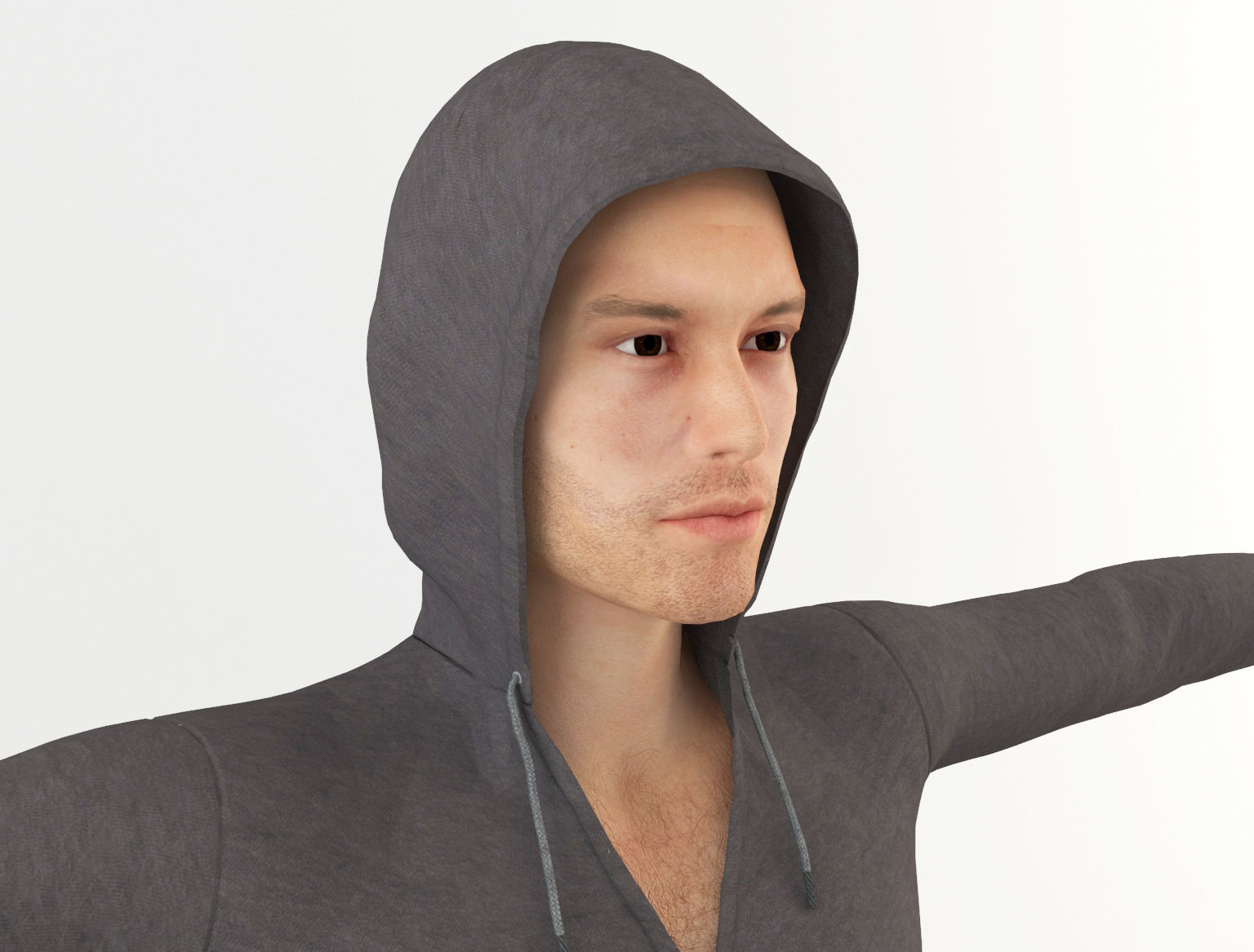 Youngster 3 man wearing hoodie and jeans 3D model_6