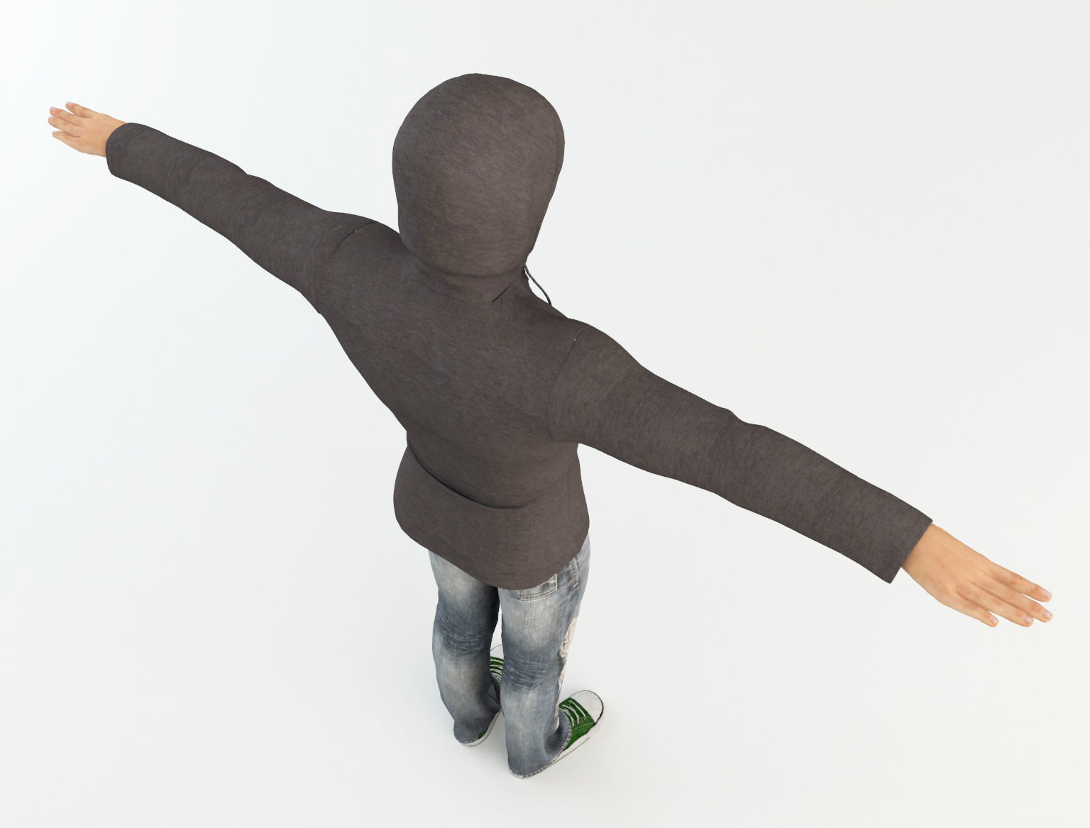 Youngster 3 man wearing hoodie and jeans 3D model_8