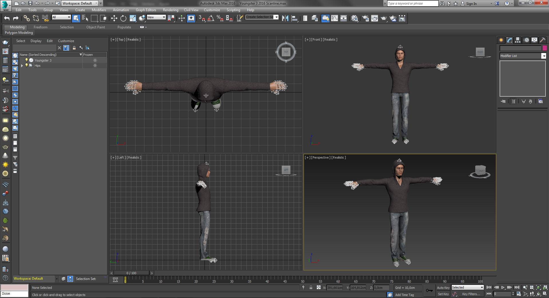 Youngster 3 man wearing hoodie and jeans 3D model_10