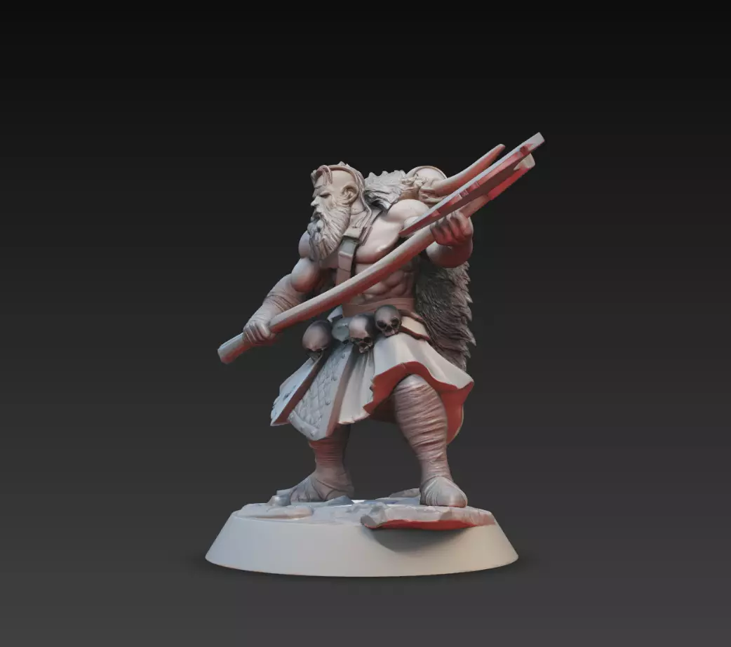 Brutal Barbarian Spear Warrior STL 3D Model 3D print model