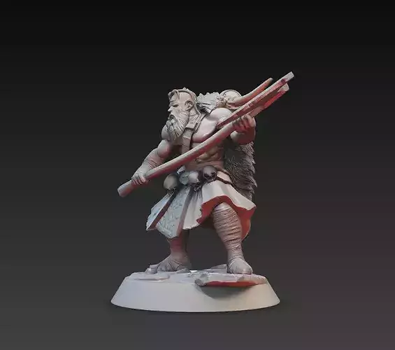 Brutal Barbarian Spear Warrior STL 3D Model