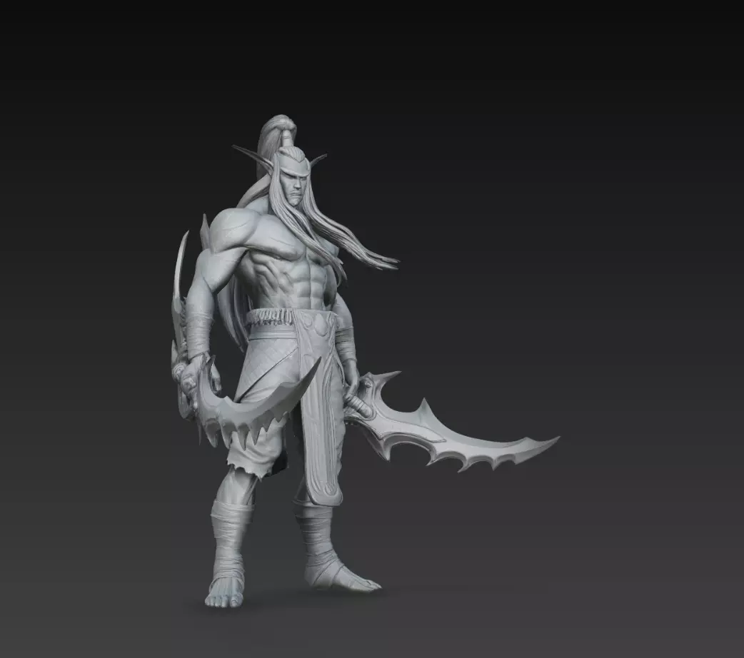 Dark Elf Dual Blade Warrior STL 3D Model 3D print model
