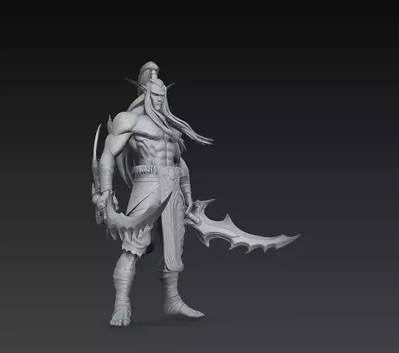 Dark Elf Dual Blade Warrior STL 3D Model