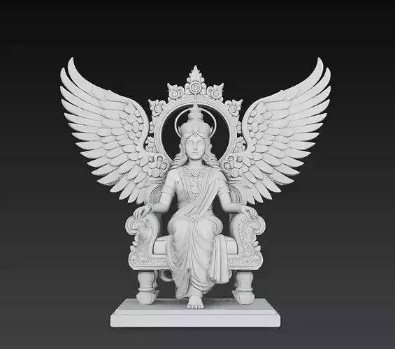 Winged Goddess Throne Statue Angel Sculpture STL 3D Model
