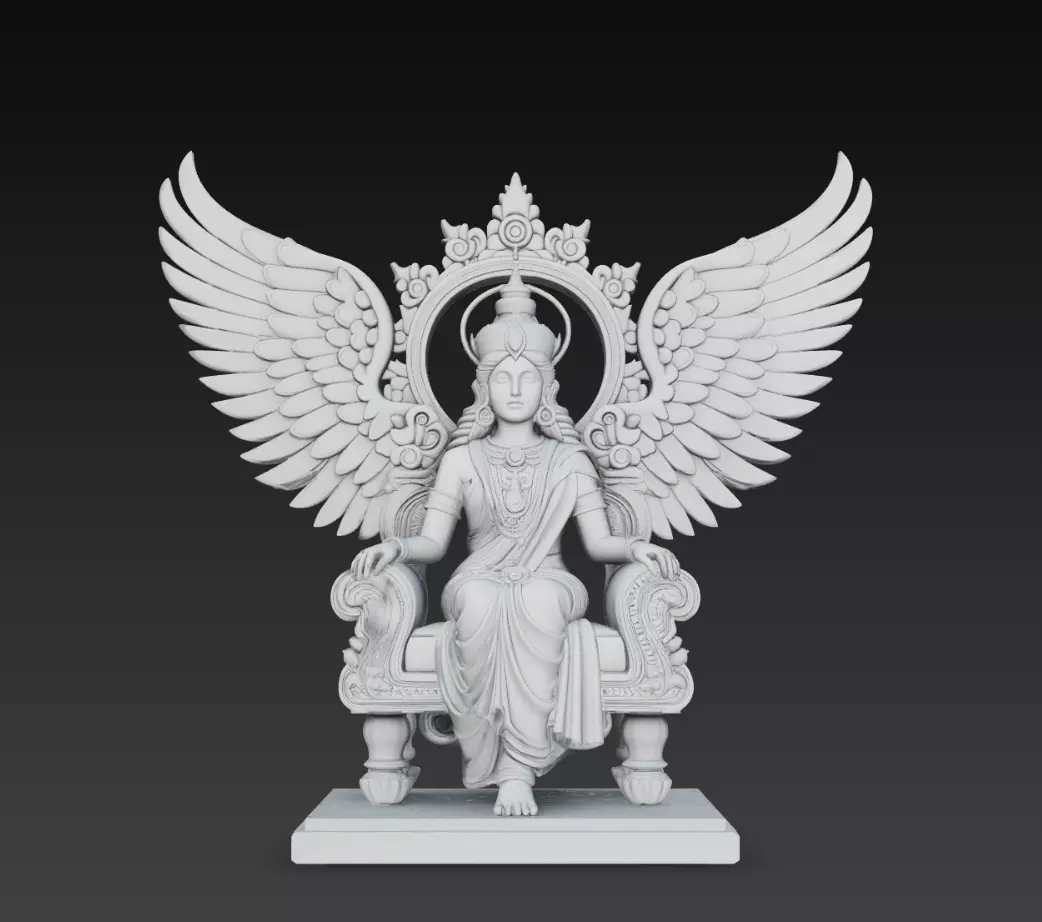 Winged Goddess Throne Statue Angel Sculpture STL 3D Model 3D print model