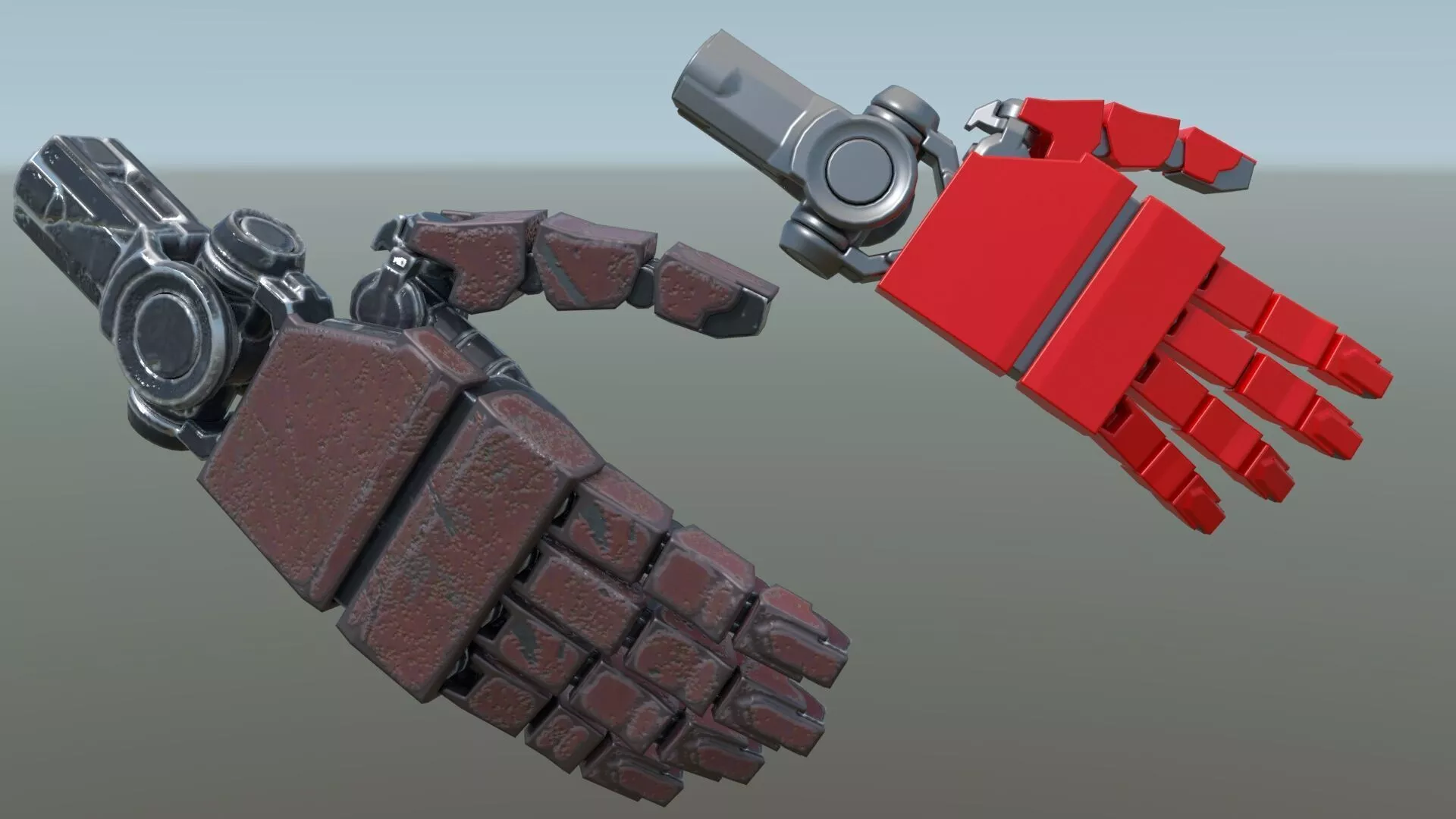 Fully rigged robot hand Low-poly 3D model