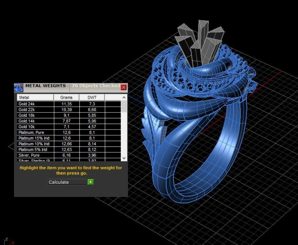 Ring gold with turquoise stones 3D print model_8