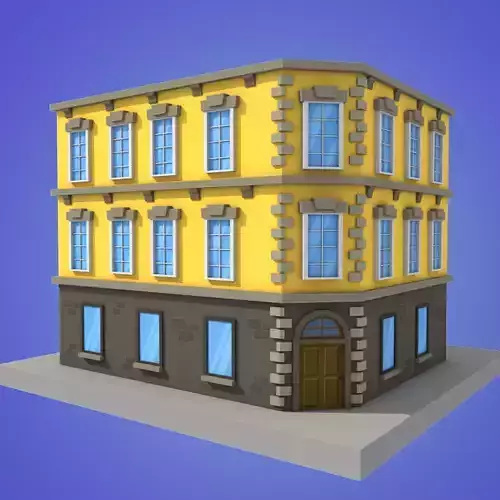 cartoon building 2 low poly