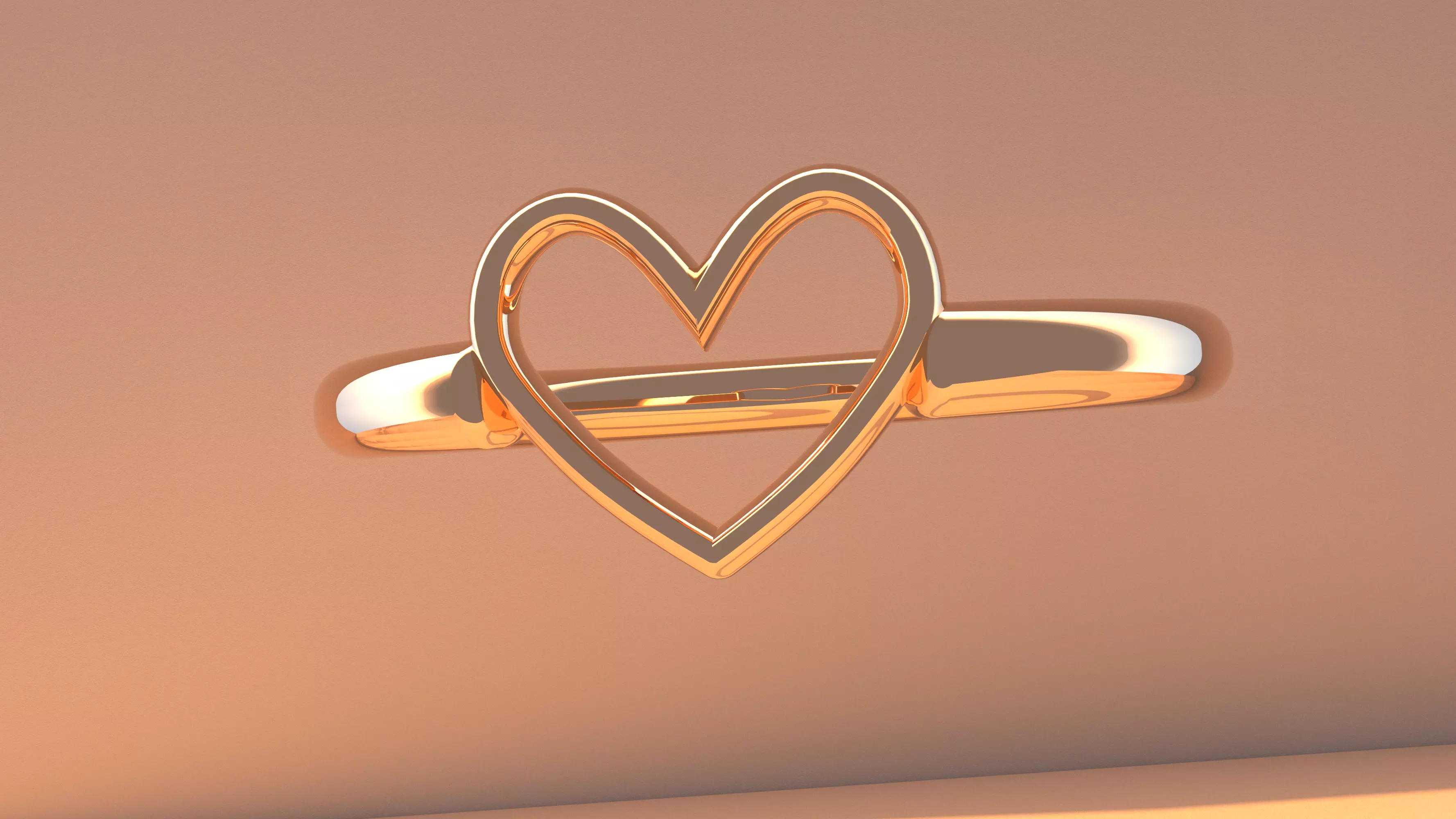 3D Model Minimalist Heart Open Band Ring 3D Print Ready Free 3D print model