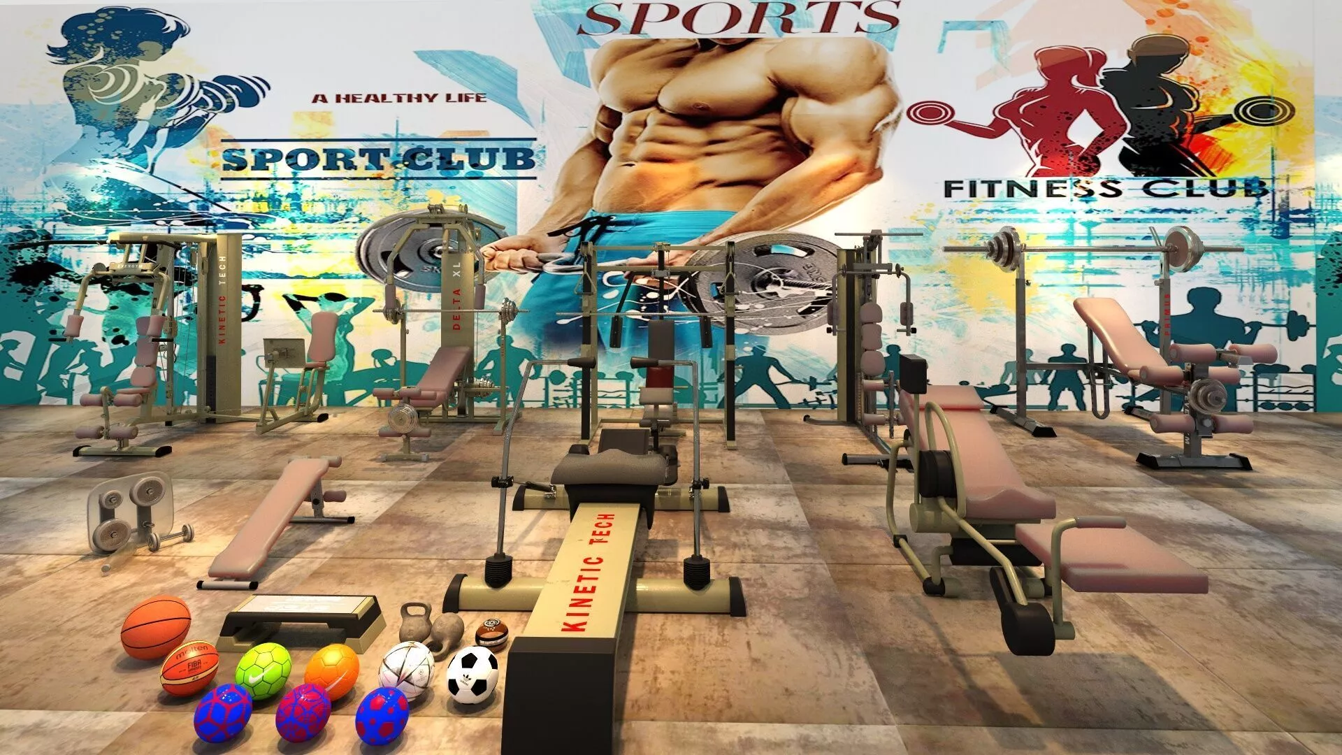 Gym Equipment Collection Pack 3D model
