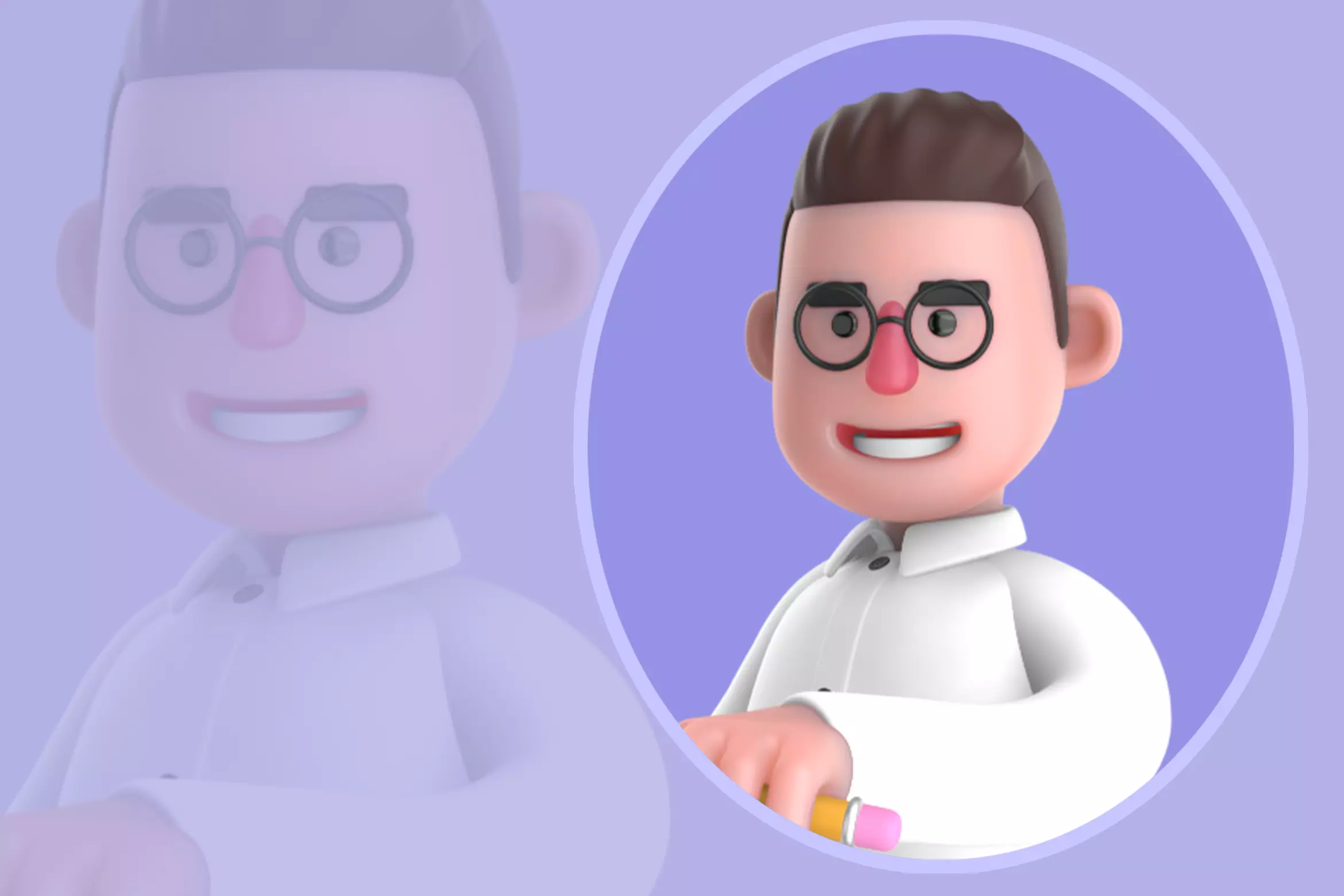Stylized 3D Sociologist Character - Giant Clipboard Check 3D model
