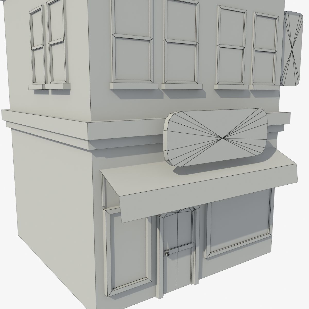 cafe motel cartoon building low poly Low-poly 3D model_6