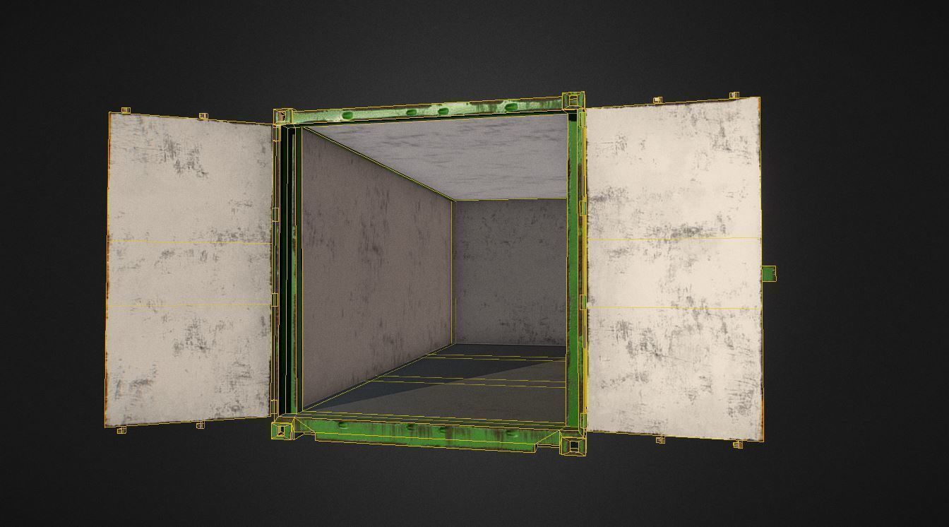 Container 20ft with 2 LOD for physically based rendering Low-poly 3D model_6
