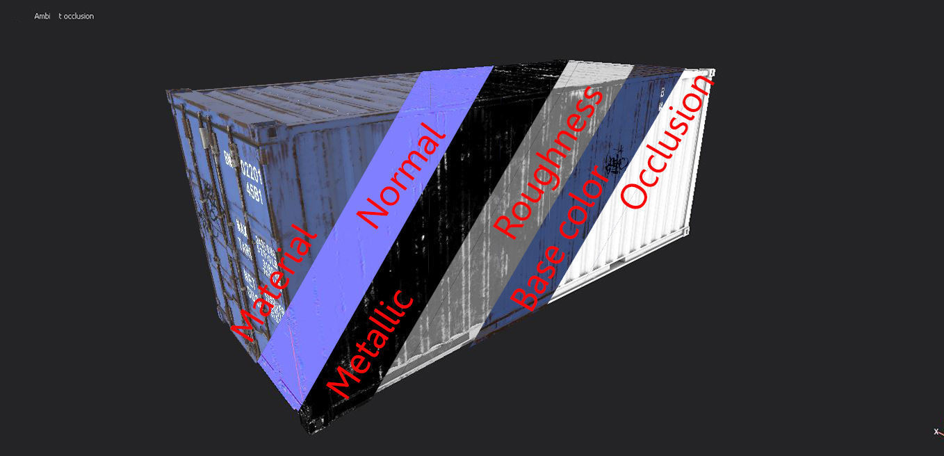 Container 20ft with 2 LOD for physically based rendering Low-poly 3D model_2