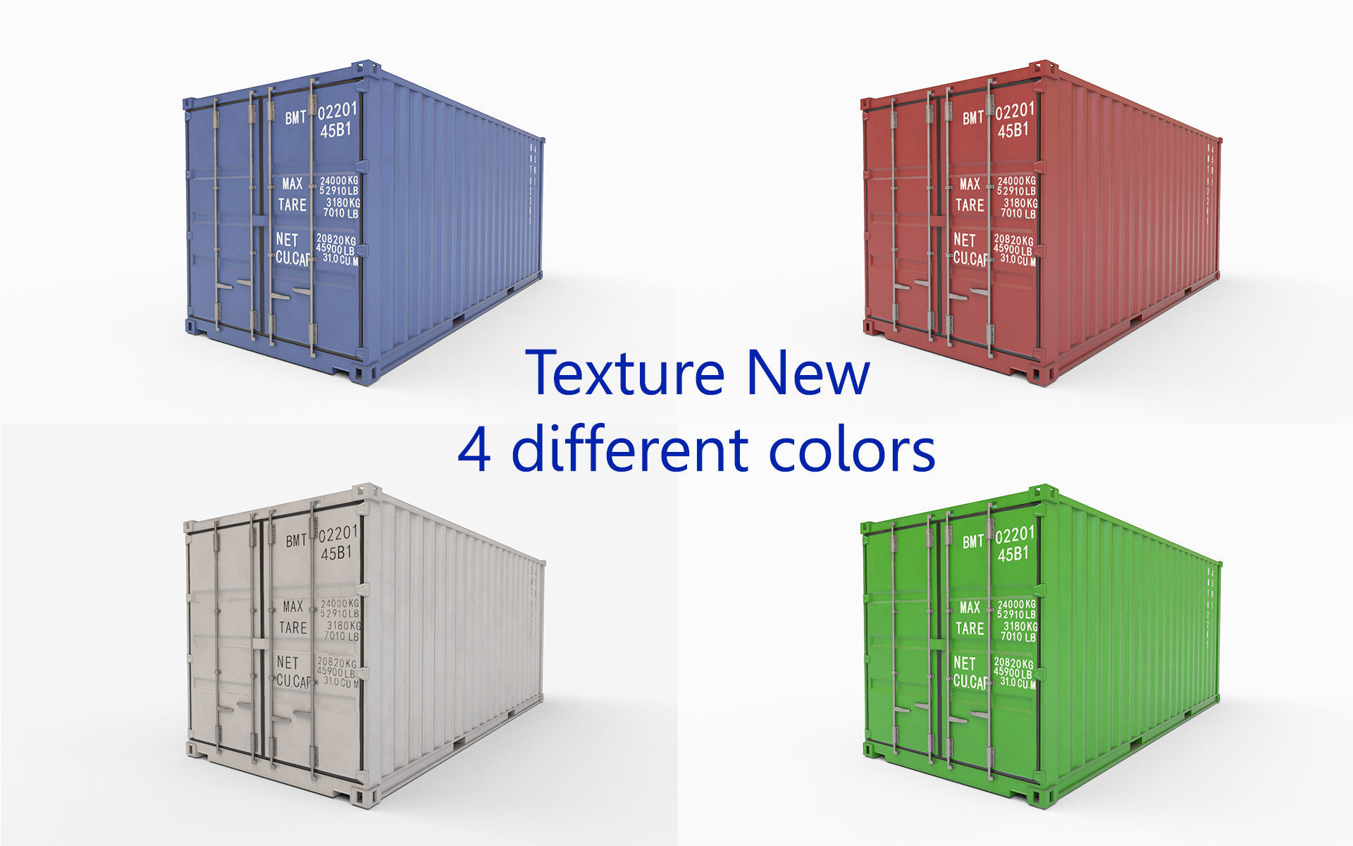 Container 20ft with 2 LOD for physically based rendering Low-poly 3D model_3