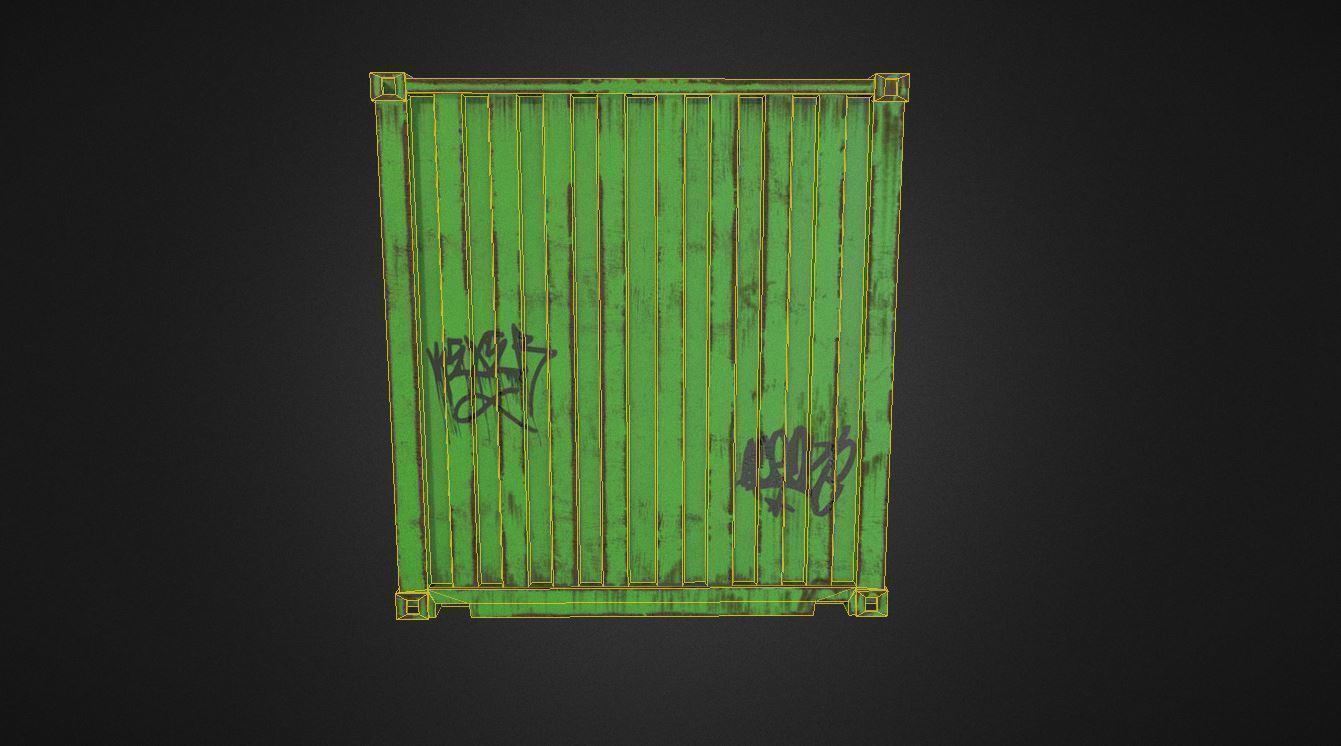 Container 20ft with 2 LOD for physically based rendering Low-poly 3D model_8