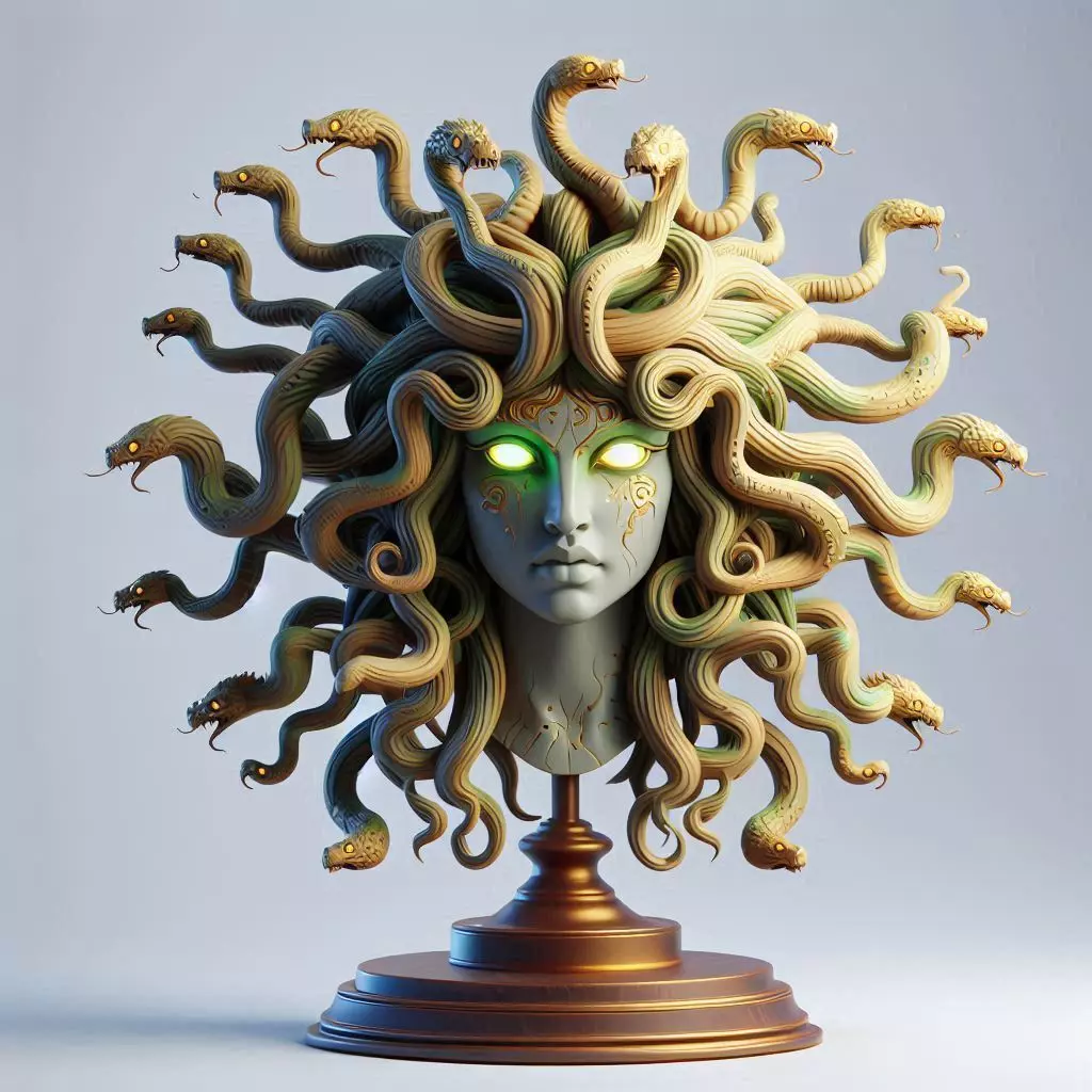 3958 Color 3D Model of Beautiful Gorgon with Snake Hair 3D print model