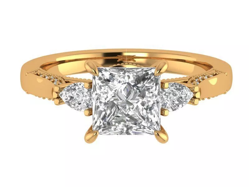 Princess Pear Engagement Ring 3D print model