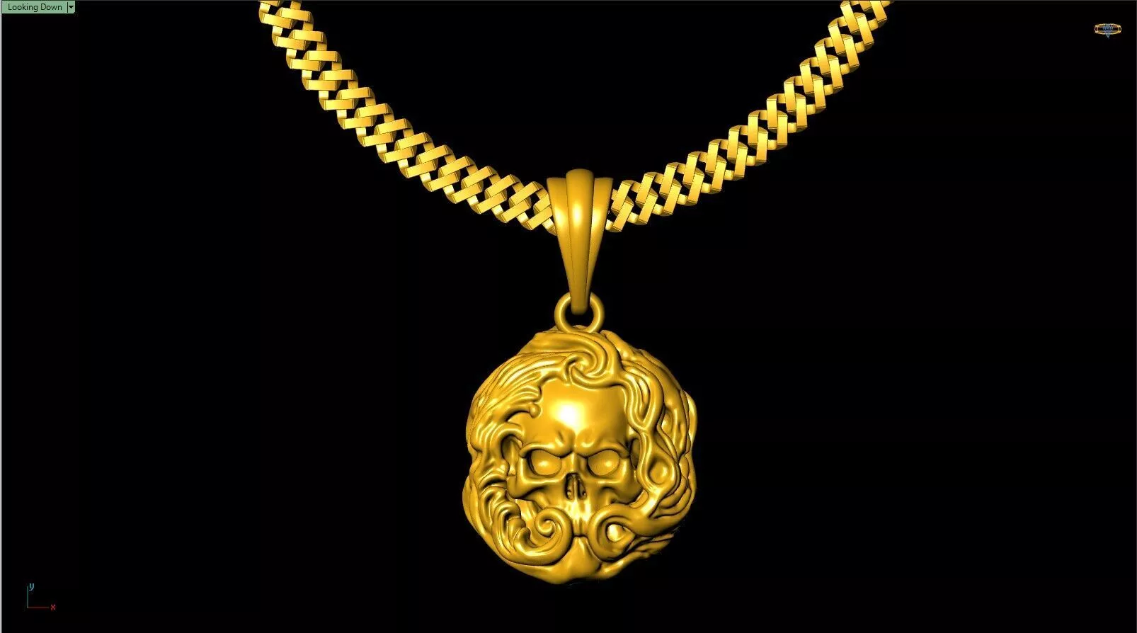 Flaming Skull Gothic Jewelry Pendant Necklace 3D print model