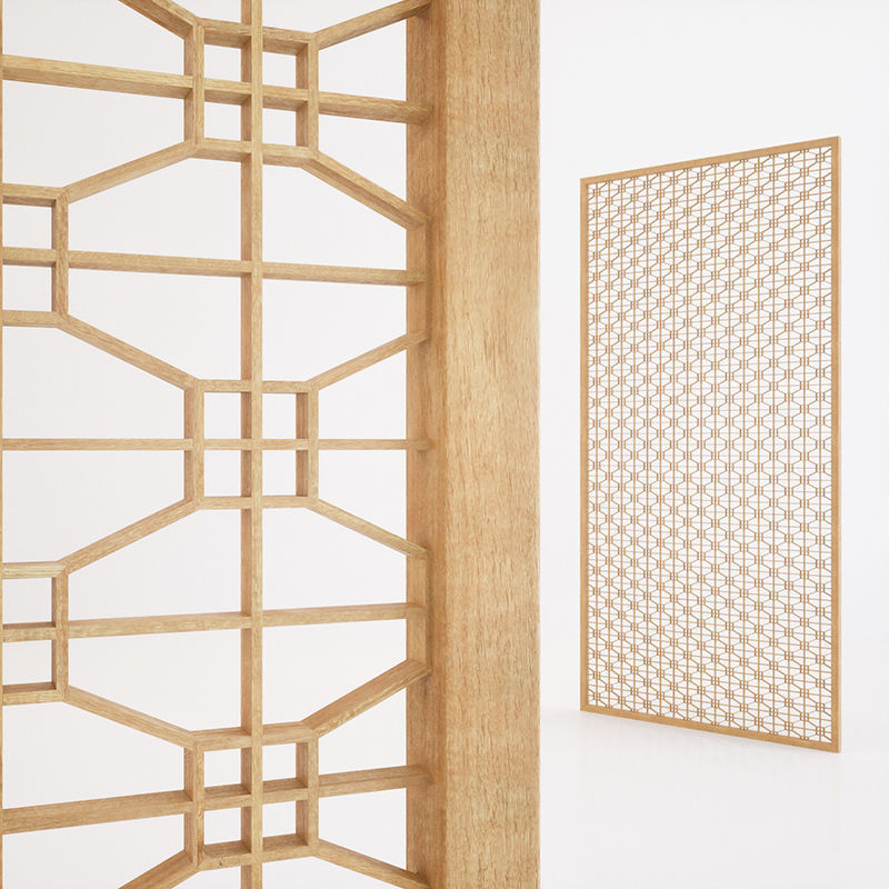 KUMIKO Collection B lattice pattern wall slats 3D model_3