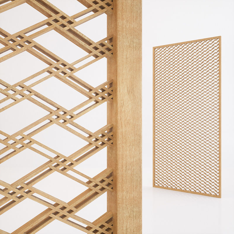 KUMIKO Collection B lattice pattern wall slats 3D model_2