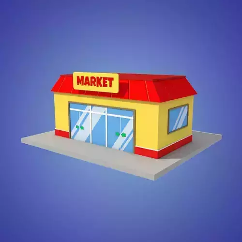 market cartoon low poly