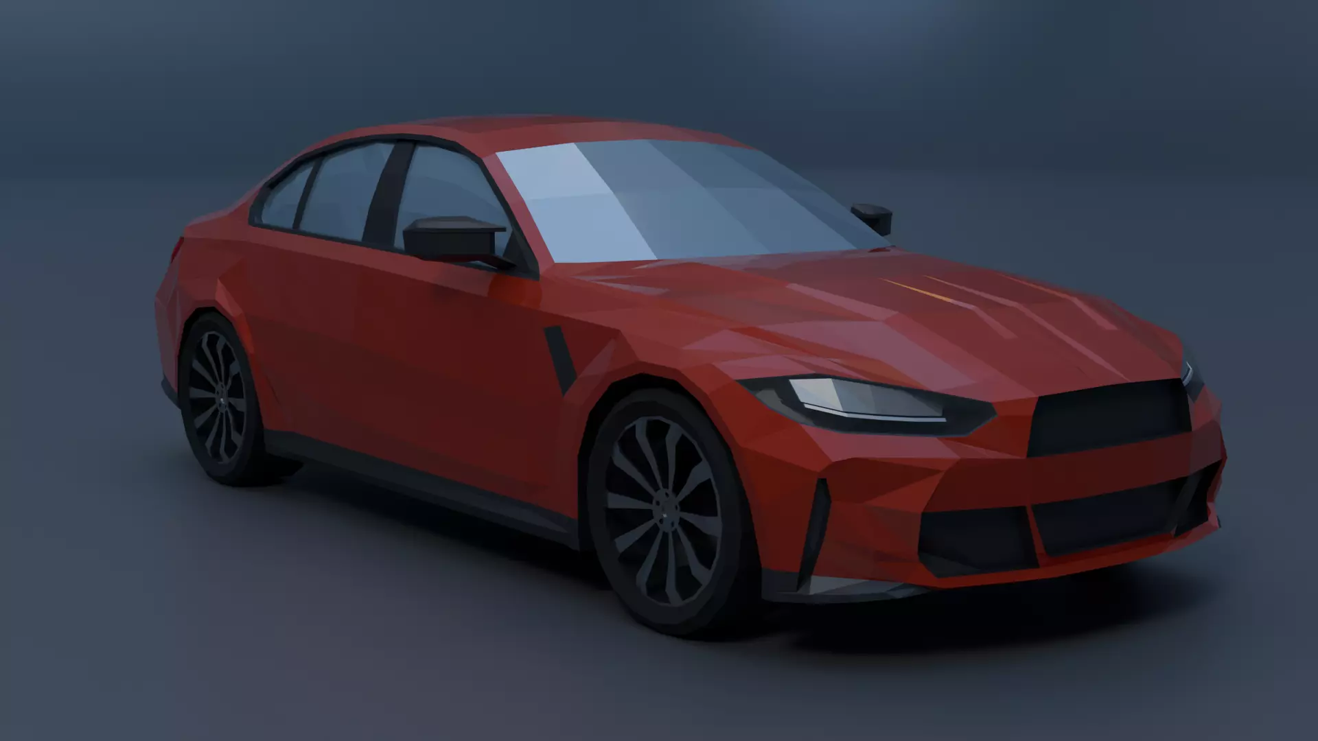 Low Poly Stylized Sports Sedan - Game Ready Low-poly 3D model