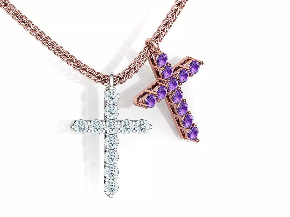 Diamond Cross 2mm gems Classic cross 3dmodel 3D print model