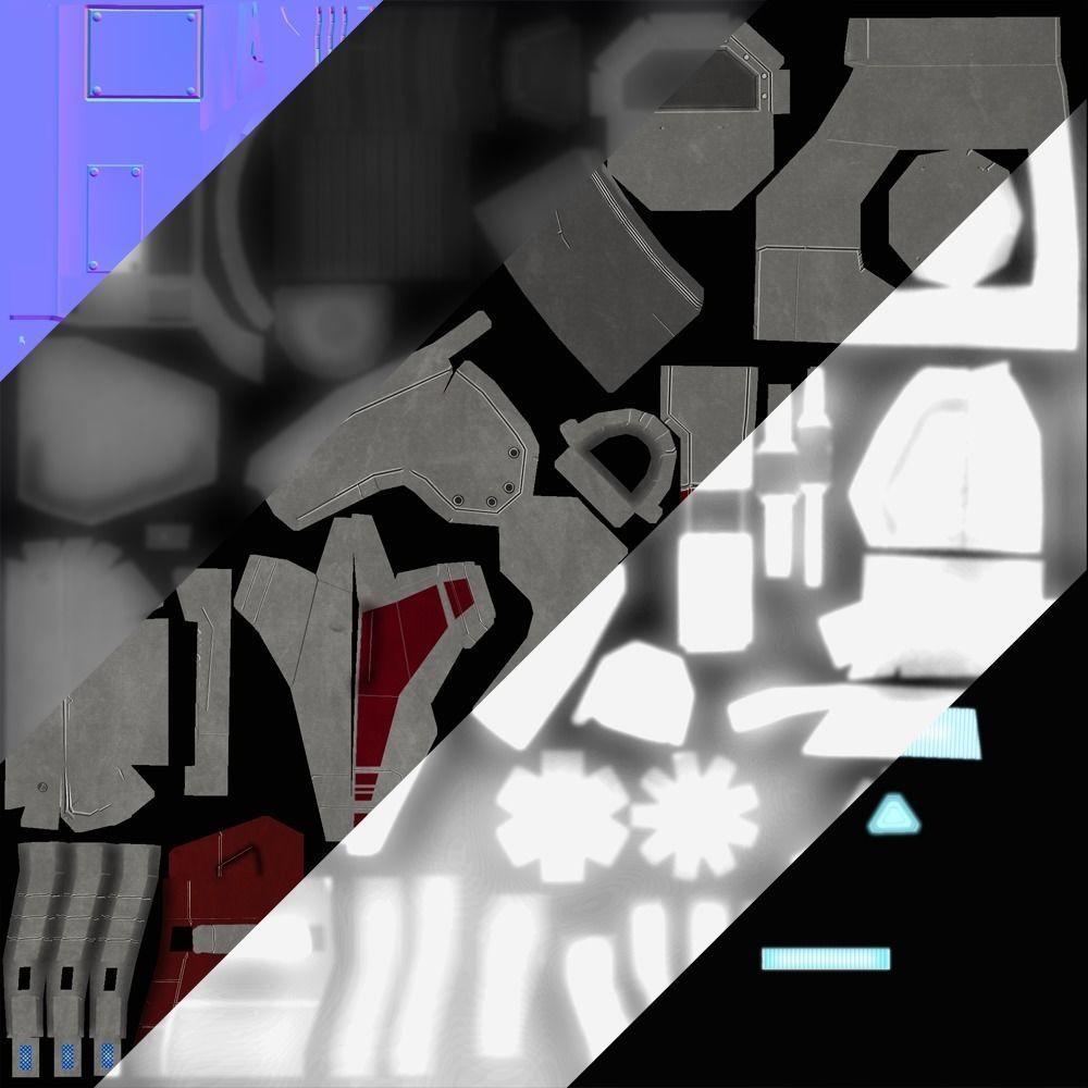 Blaster cannon 03 sci-fi low poly Rigged Low-poly 3D model_9