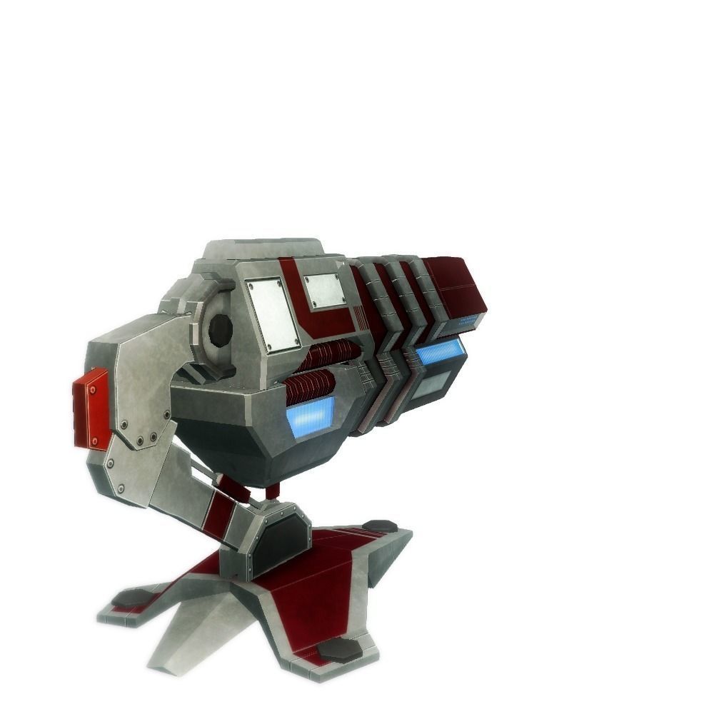 Blaster cannon 03 sci-fi low poly Rigged Low-poly 3D model_2