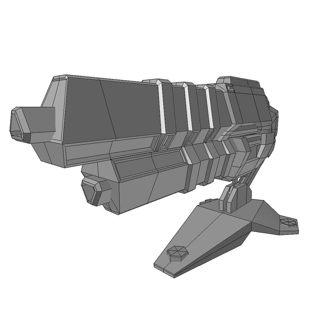 Blaster cannon 03 sci-fi low poly Rigged Low-poly 3D model_6