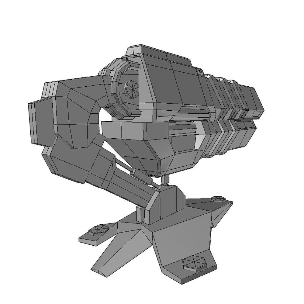 Blaster cannon 03 sci-fi low poly Rigged Low-poly 3D model_5