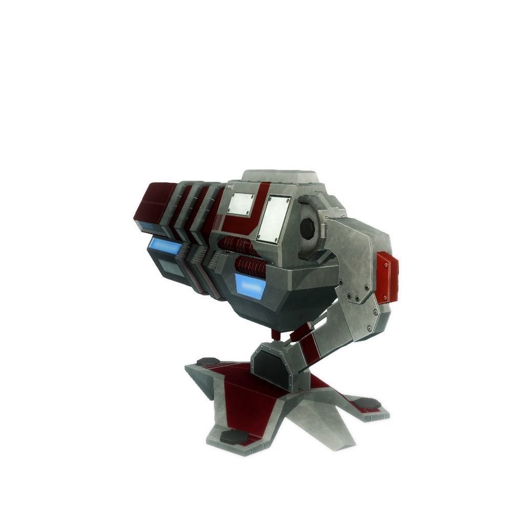 Blaster cannon 03 sci-fi low poly Rigged Low-poly 3D model_3