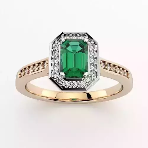 Emerald Cut Halo Diamond Ring