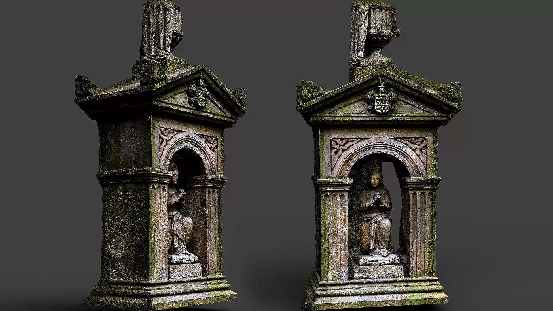graveyard mossy tombstone monument ruins PBR photogrammetry Low-poly 3D model