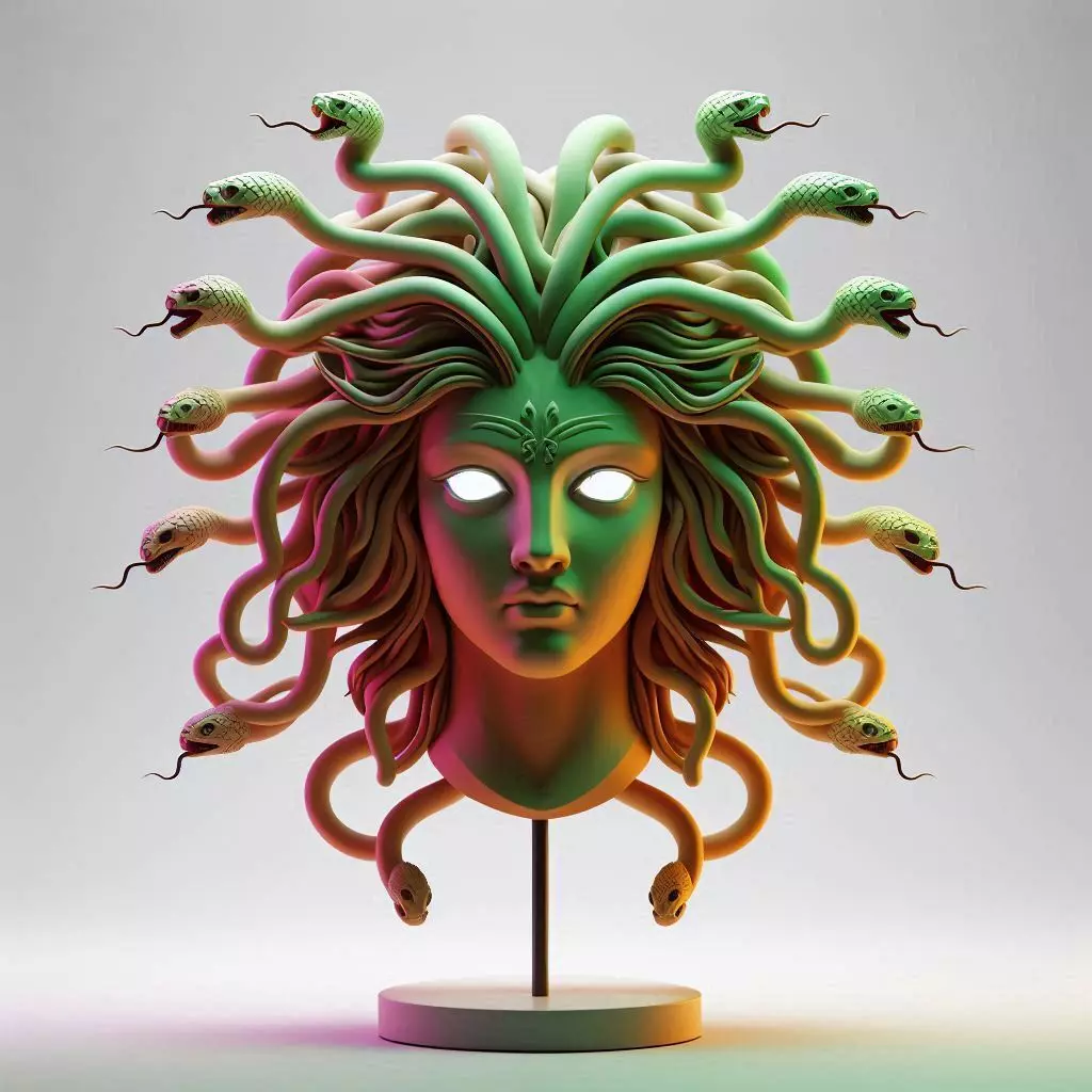 3961 Color 3D Model of Beautiful Gorgon with Snake Hair 3D print model