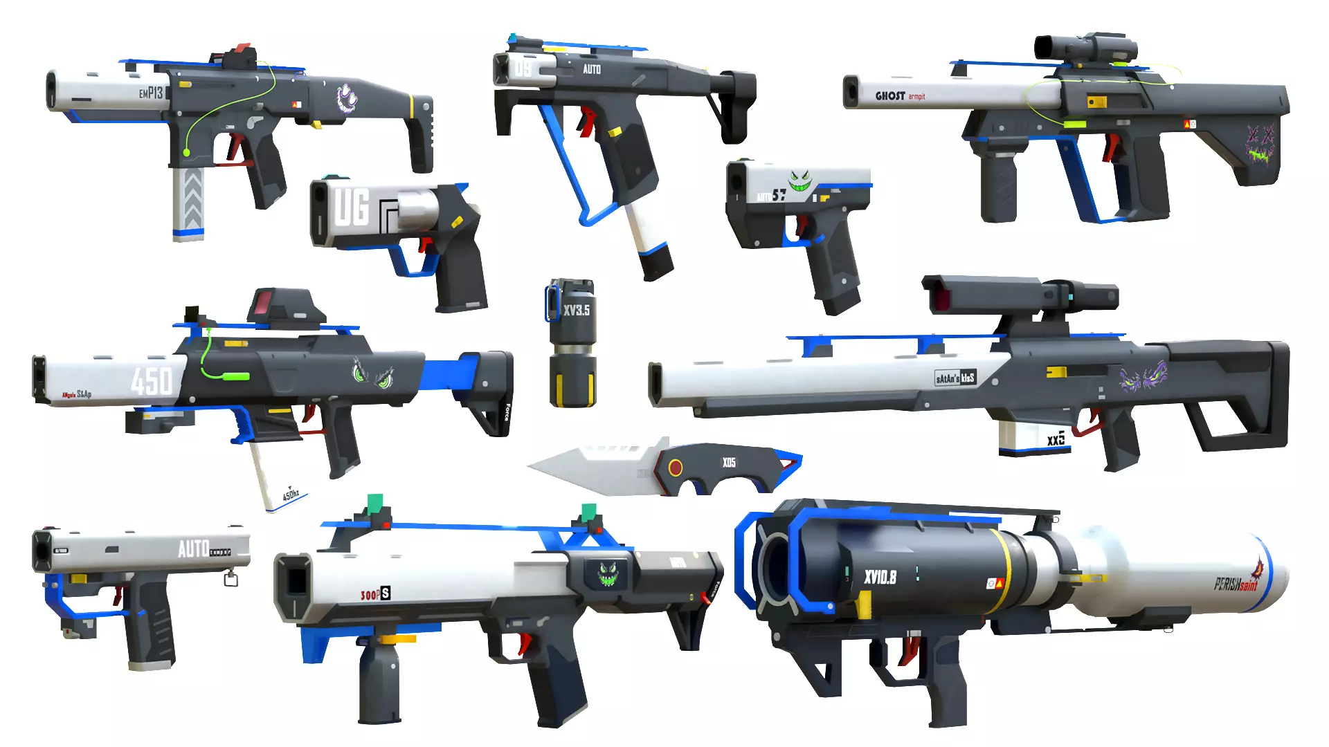 12 Sci-Fi Weapons Asset Pack Free low-poly 3D model