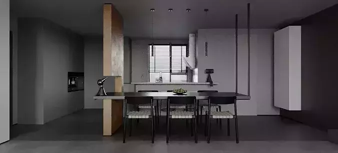 Living and dining room 3D model