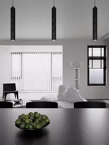 Living and dining room 3D model 3