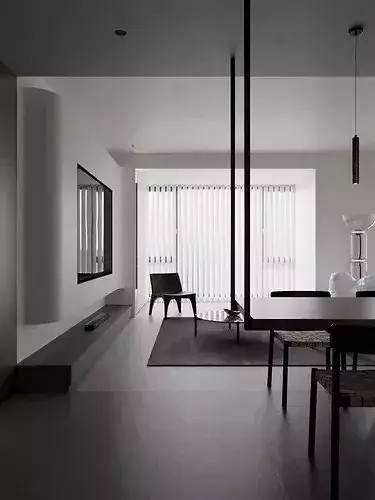 Living and dining room 3D model 4