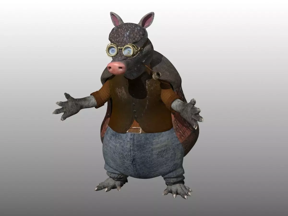 Armadillo Creature Low-poly 3D model_2