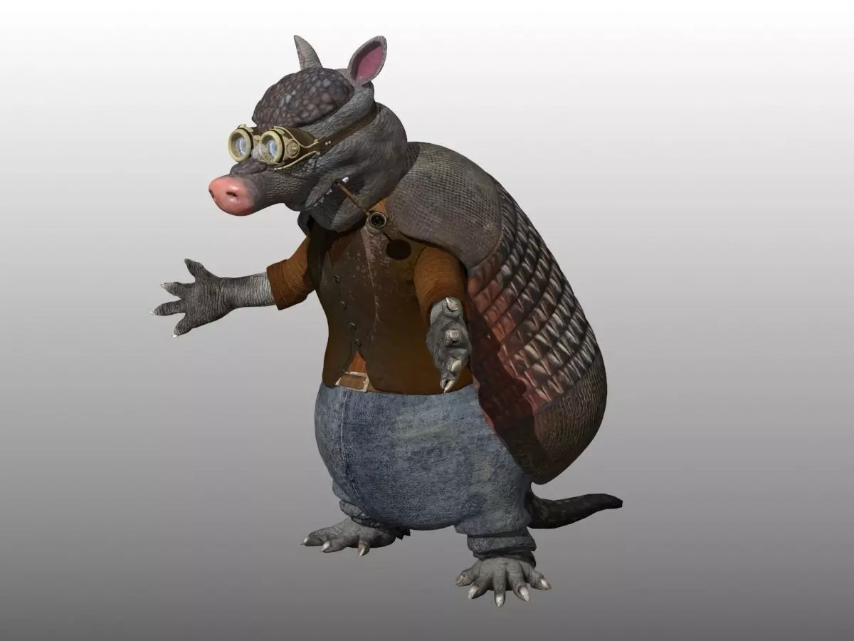 Armadillo Creature Low-poly 3D model_4