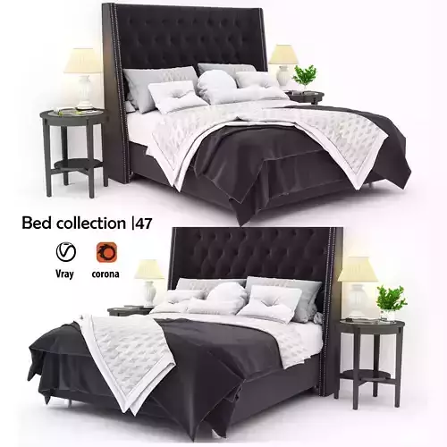Bed collection tufted upholstered headboard and footboard