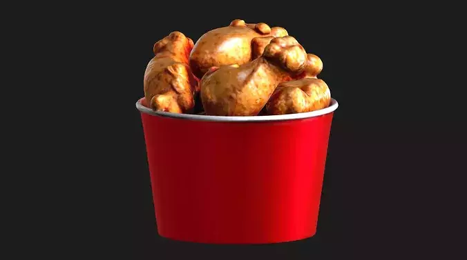 Fried Chicken Bucket 3D model 5