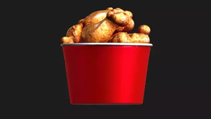 Fried Chicken Bucket 3D model 2